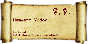 Hemmert Vidor névjegykártya
